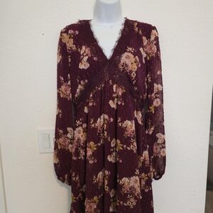 Xhilaration Floral Mini Dress - Burgundy and Pink